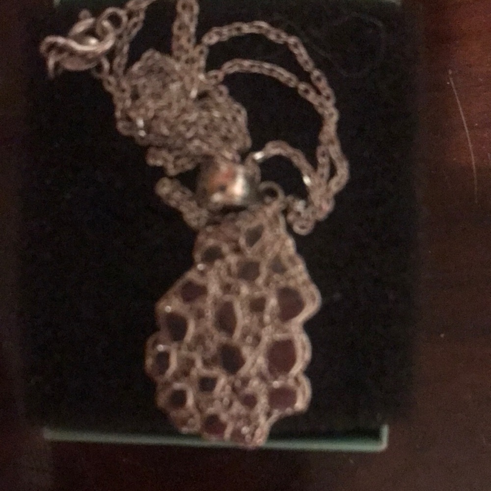 Silver nugget pendant with 18” silver chain